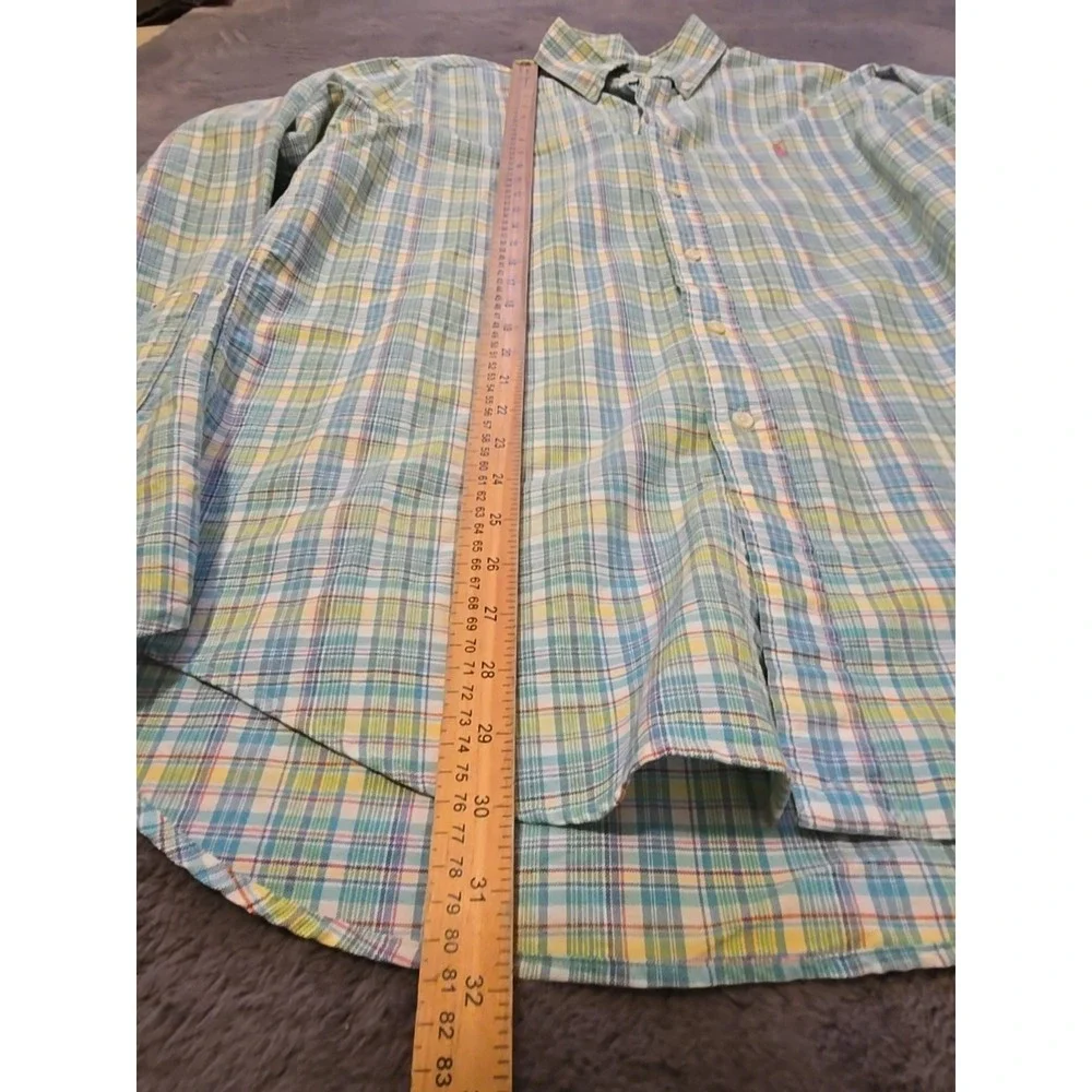 Polo Ralph Lauren Shirt Mens L Cotton Stretch Pink Blue Green‎ Stripe L/S Pony L